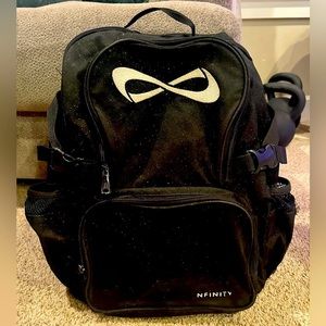 NFINITY cheer backpack. Black sparkle